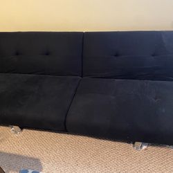 Black Studio Couch With Silver Legs 