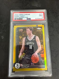 2025 Topps Chrome Danny Wolf Gold Refractor Rookie #277 /50 (43/50), PSA 9.