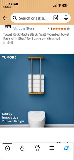 Yumore Wall Mounted Towel Rack with Shelf