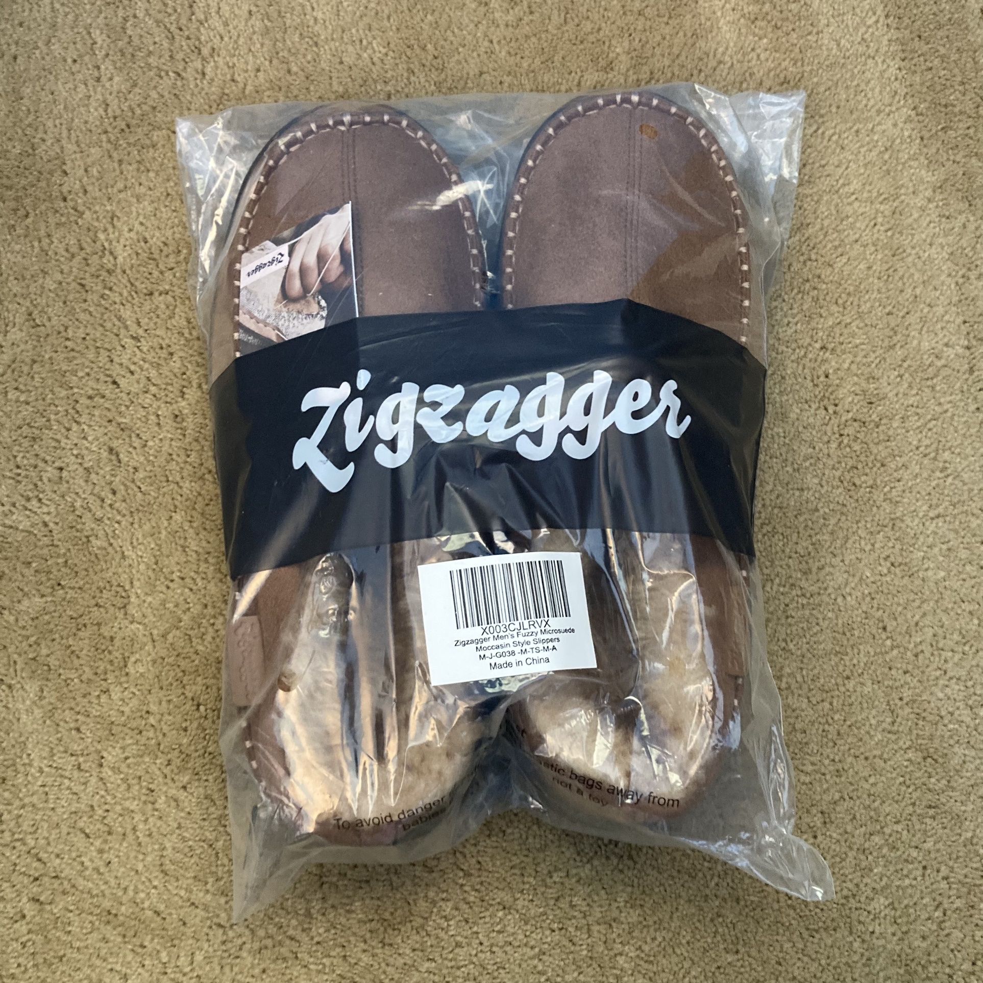 Zigzagger Men's Fuzzy Moccasin Slippers Indoor/Outdoor Fluffy House Shoes, Dark Grey, 12/13 UK Price In UAE | UAE