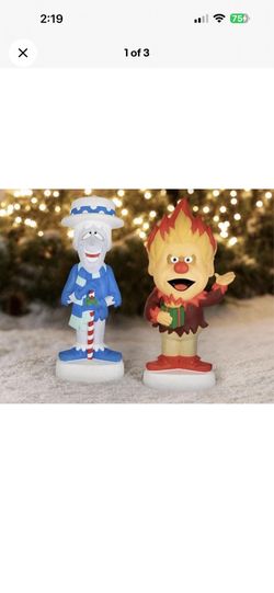 New Set of 2 Heat & Snow Miser 32 inch LED light mold blow decor Gemmy