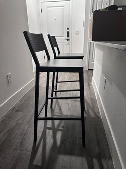 Set of 2 Black Counter Height Bar Stools – Modern Metal Frame