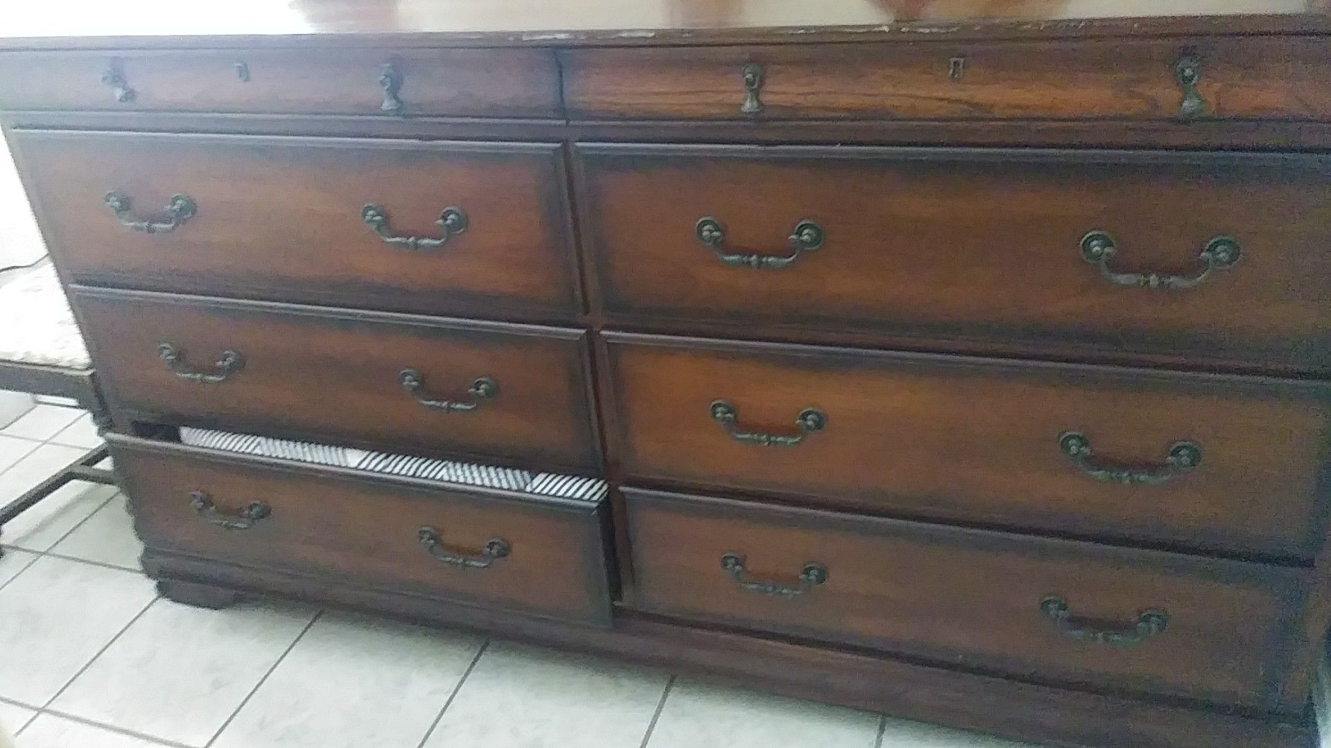 High quality wood antique dresser 72"