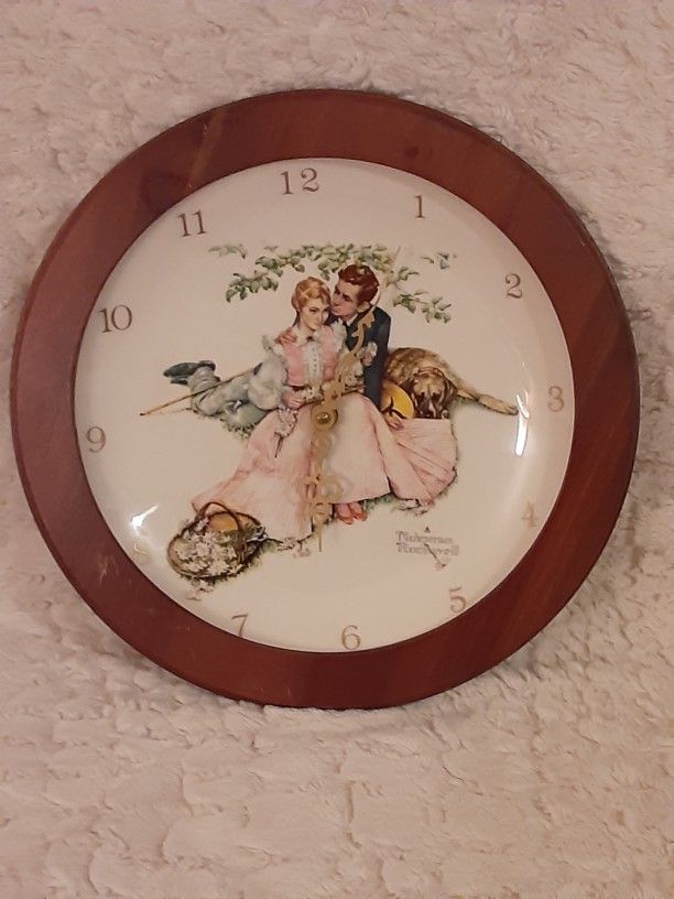 Norman Rockwell Summer Flowers In Tender Bloom Clock