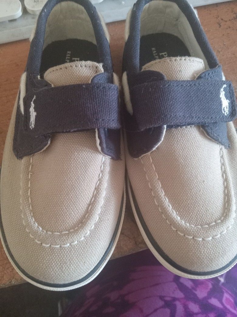 Polo By Ralph Lauren Toddler Velcro Canvas Shoes- New- Size 9 Toddler