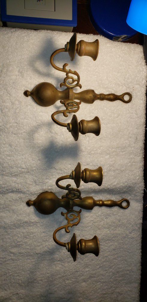 Antique Brass Wall Candle Holders