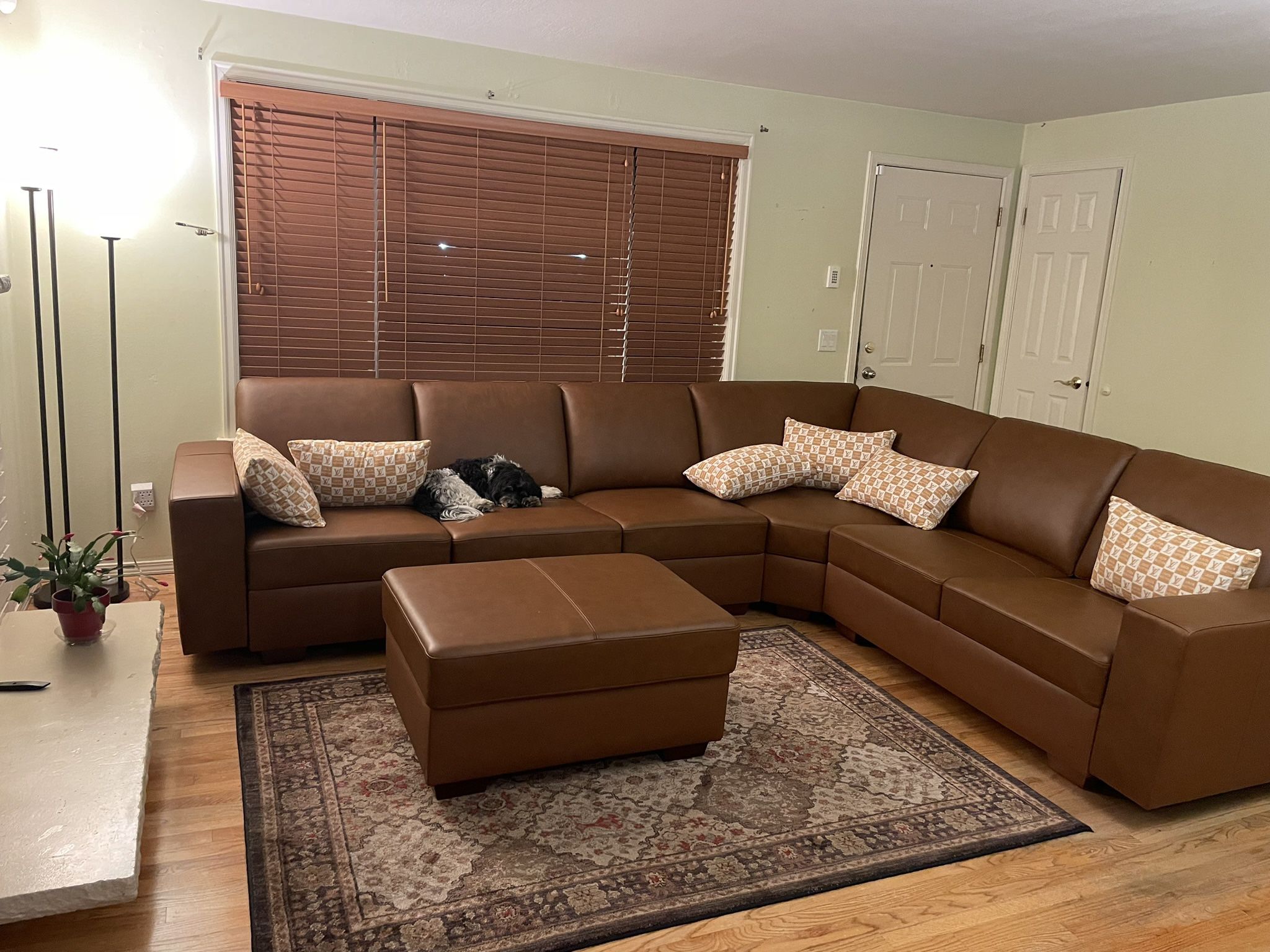 COSTCO Genuine  Top Grain Leather Sectional Couch And Ottoman