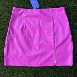 new hot pink faux leather skirt