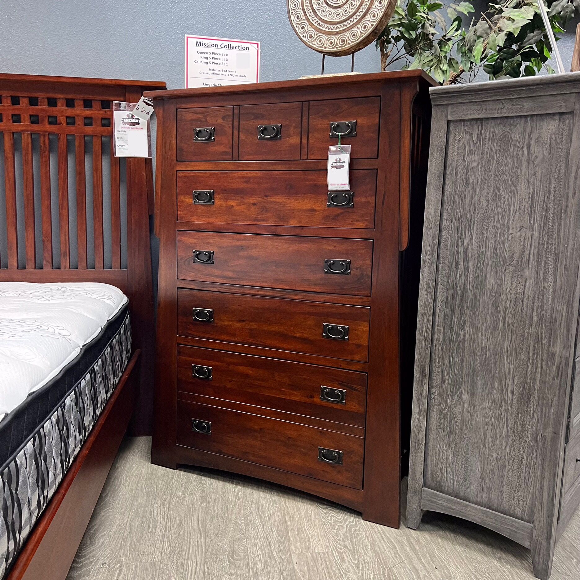Traditional Solid Wood Hi- Chest / Dresser - Mission
