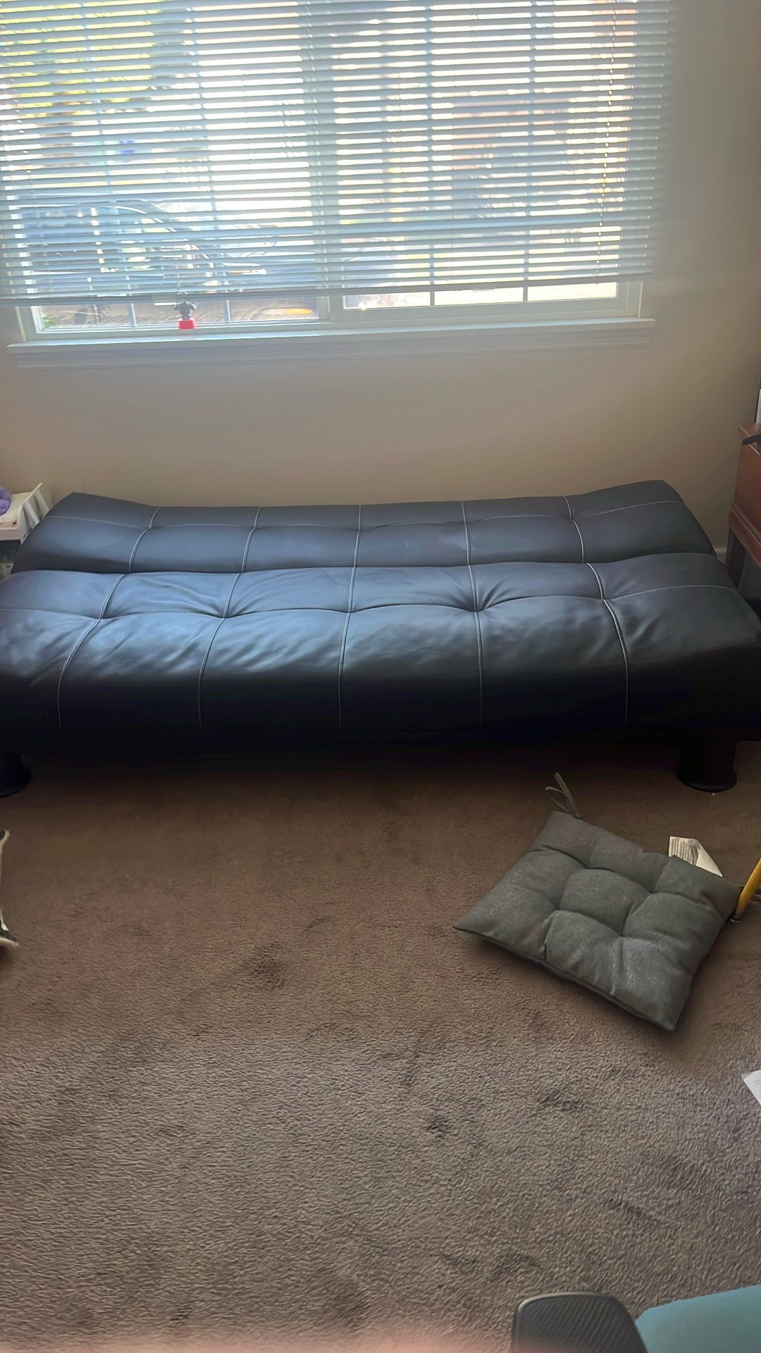 Black Faux Leather Futon