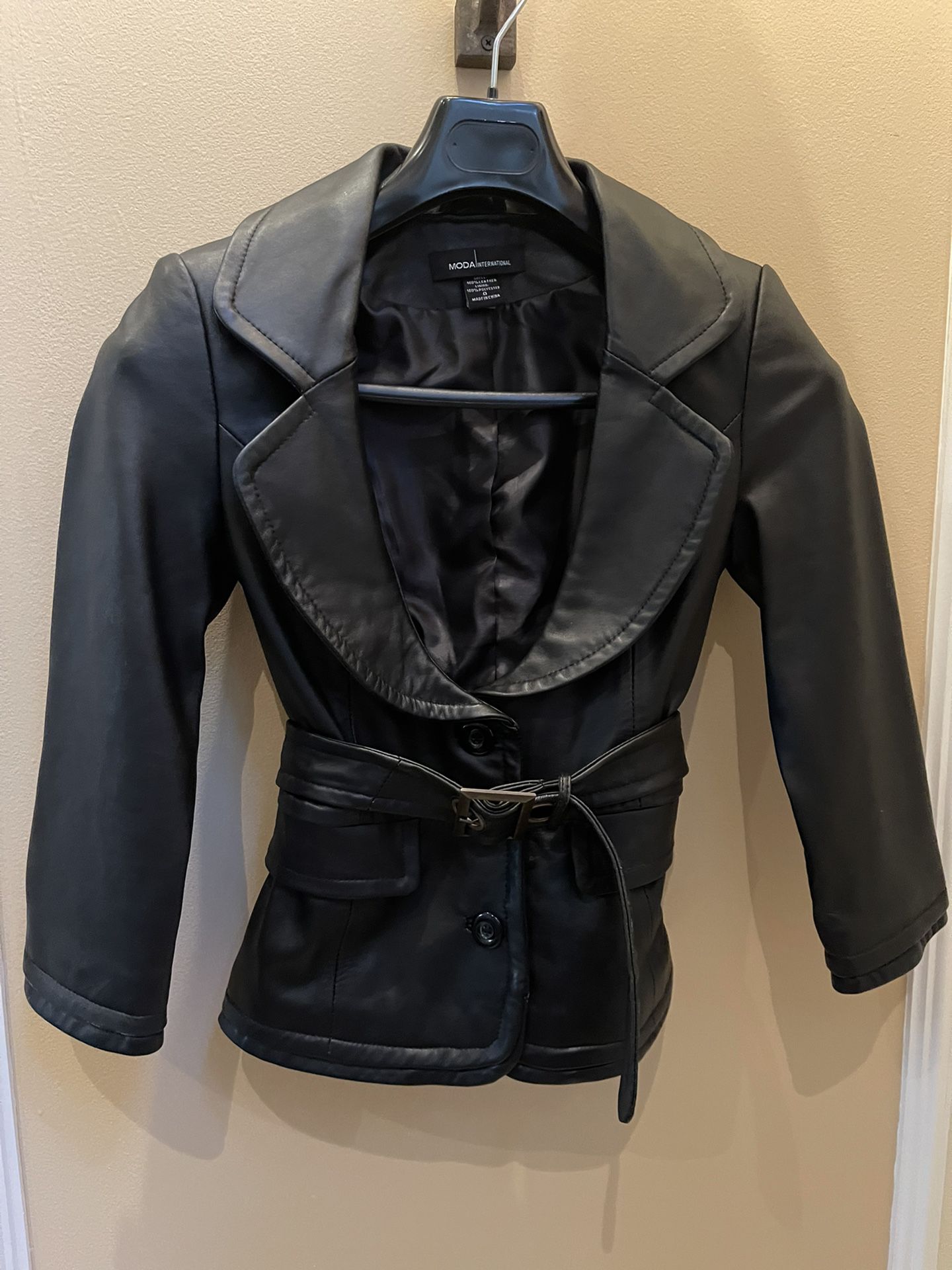 Black Leather Jacket Size 0  