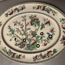 Pottery Large Platter, Johnson Brothers, England, Indian Tree, ca 1970s