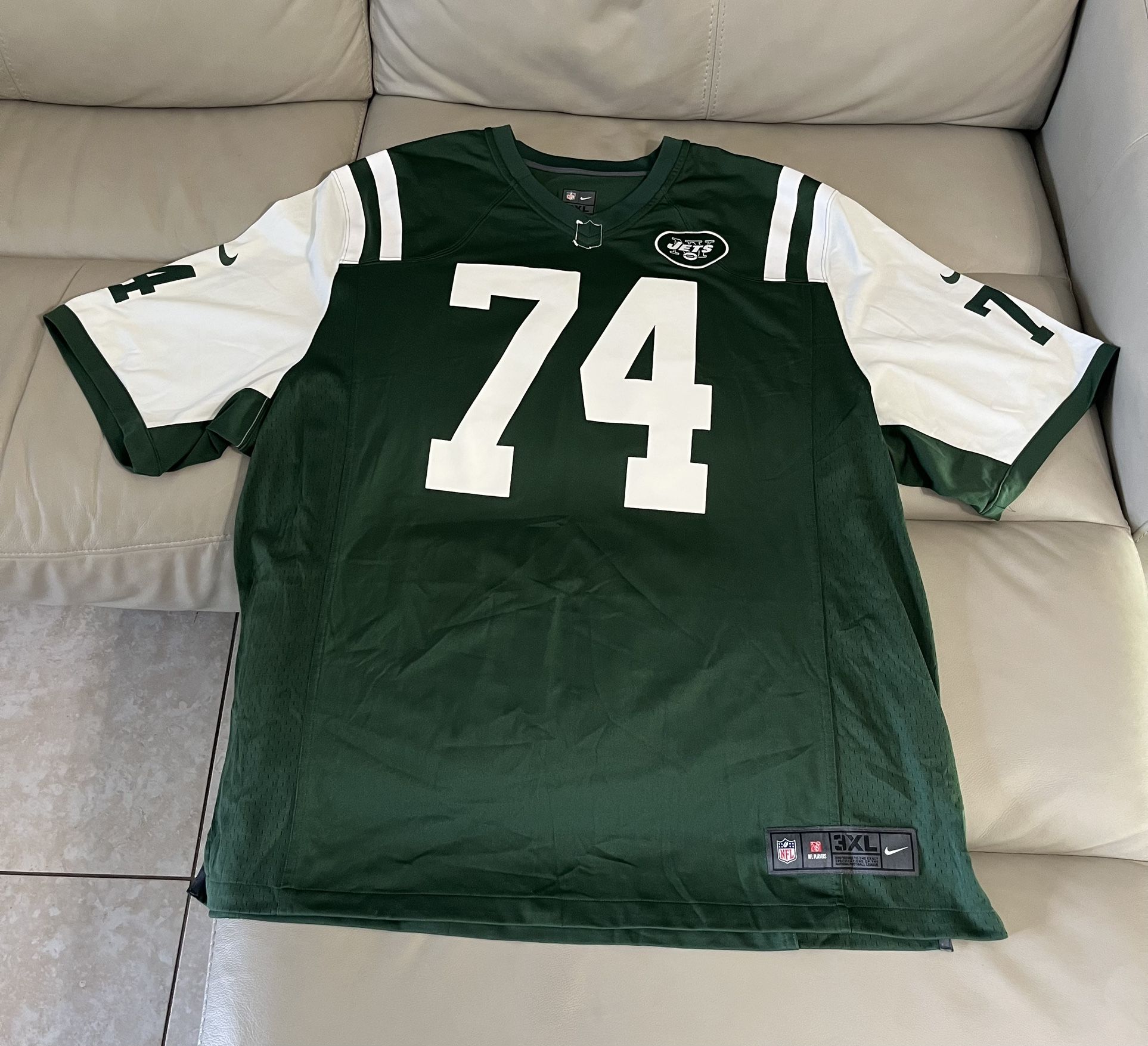 Nike NFL New York Jets #74 Nick Mangold On Field Football Jersey Men's 3XL