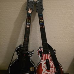 Two Wireless Guitar Hero Guitars for Xbox 360 Console 