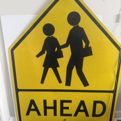 School Zone Ahead Street Sign 