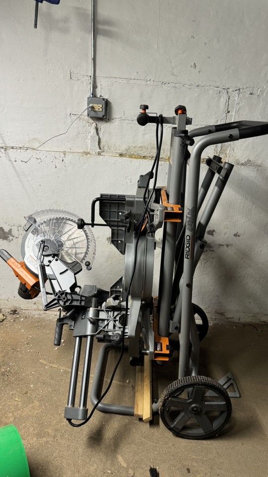 15 Amp 12 in. Corded Sliding Miter Saw and Universal Mobile Miter Saw Stand with Mounting Braces