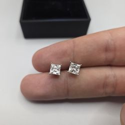 Princess Cut Moissanite Diamond Earrings 
