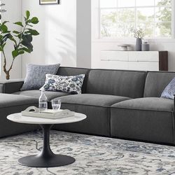 Modway Restore 4-Piece Upholstered Sectional Sofa in Charcoal