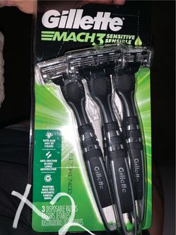 Two Gillette Mach3 Sensitive Disposable Razors 3-Pack