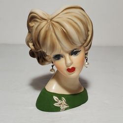 Napcoware Lady Head Vase Small 4.25" Green