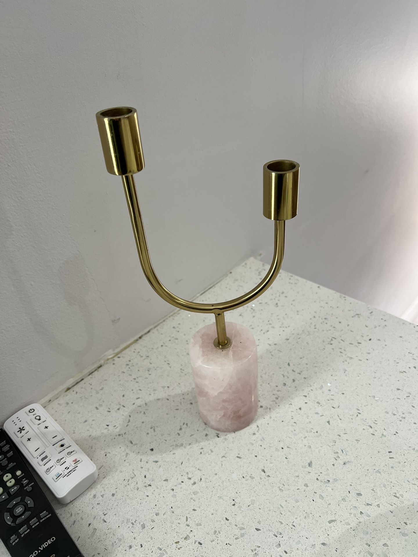 Pink marble twin candle holder