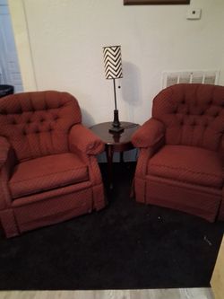 2 Rocker Chairs round coffee table 1 chair lamp