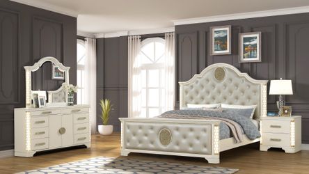 Brand New Stunning 4 Piece Beige Bedroom Set-AVAILABLE IN QUEEN AND KING SIZE