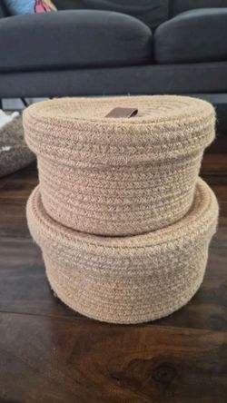 Rope Basket with Lid,Decorative Woven Baskets with Lids