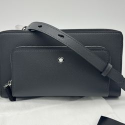 MONTBLANC SARTORIAL BOVINE DARK GREY LEATHER MINI BAG NEW 100% GENUINE ~$1305