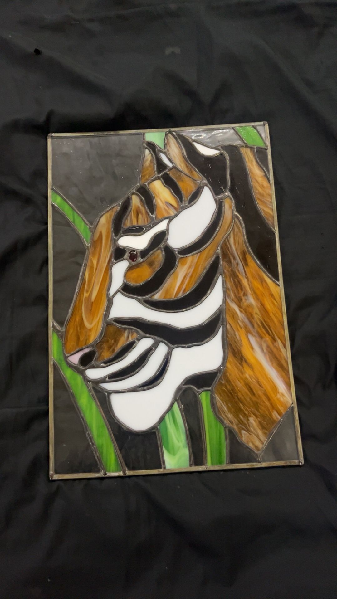 Antique Stained Glass Tiger jungle decor