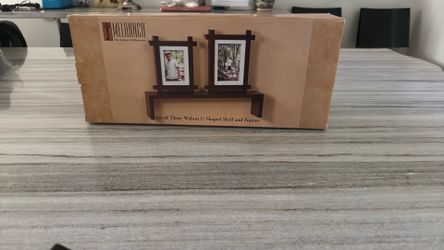 Melancholy Set Of Three Walnut U-Shaped Shelf And Frames