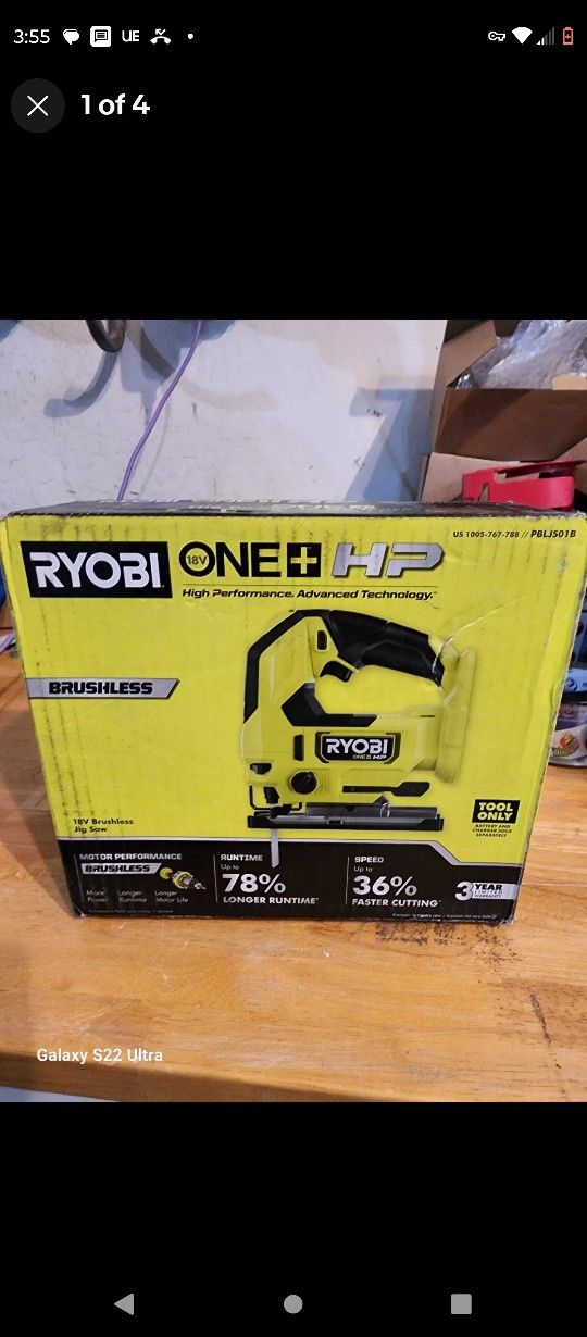 Ryobi Jig Saw Pbljs01b ONE+ HP 18V Brushless Cordless " New in Box"