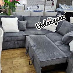 ✅️✅️3-Piece Convertible Sectional
Sleeper Sofa W/Cupholder, Sofa Storage, & USB Ports✅️