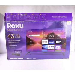 ROKU 43" CLASS SELECT SERIES 4K SMART ROKUTV | 43R4A5R | NEW OPEN BOX  The Roku 43" Class Select Series 4K Smart RokuTV model 43R4A5R is a new open bo