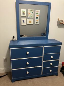 Kids blue dresser and end table