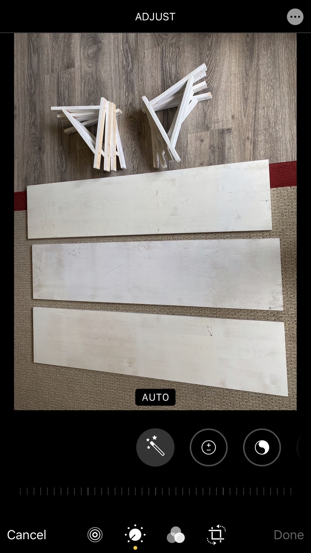 3 White Wood Shelves with White Wood Wall Supports