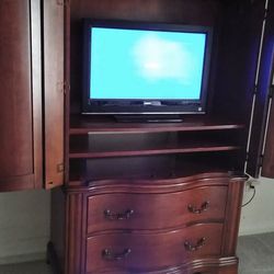 Beautiful 32” TV With Armoire/TV Hutch  ( Price For Both ) 