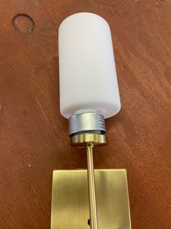 Set Of Two Brass Wall Sconce with White Glass Shade
