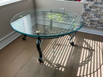 Beveled Edge Glass and Metal Coffee & Side Table