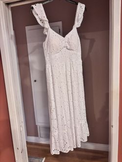 Girls White Eyelet Dress Xs 