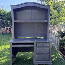 Wooden Desk With Storage Drawers And Shelf Combo