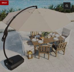 GRAND PATIO 11FT Cantilever Patio Umbrella with Base | Large Round Outdoor Shade for Garden, Deck & Pool