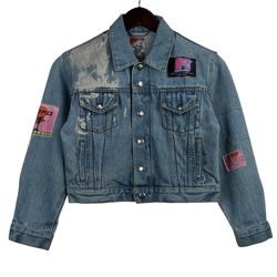 VTG "Hey Babe" branded Kid’s denim jacket featuring an MTV patch -8y-