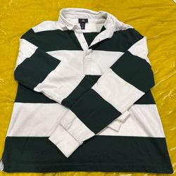 white and green rugby shirt size Large