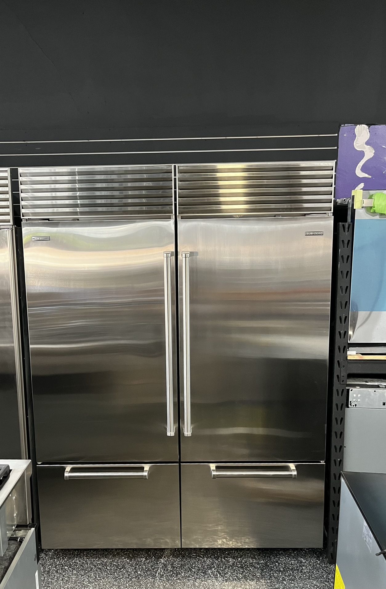 Subzero Stainless Steel Built In 60” Bottom Freezer Set