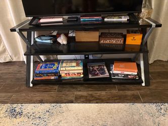 Black & Silver 3-Tier TV Stand – 50″ Wide