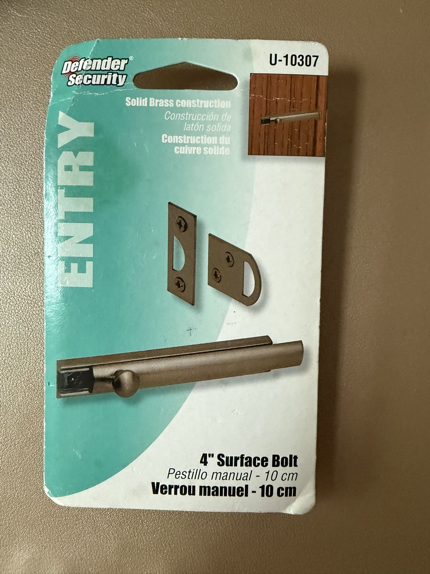 Defender Security 4” Surface Bolt 