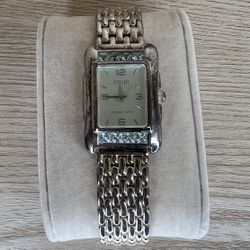 Ecclissi Sterling Silver Tank Watch with Blue Stones – Model 32130