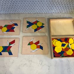 Melissa And Doug Wooden Pattern Blocks And Boards STEM Learning Toy