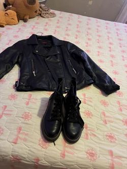 Black Leather Moto Jacket and Combat Boots